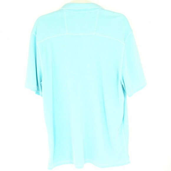 Tommy Bahama Swordfish/Marlin Polo Shirt Light Blue w/ White Stripes Mens Large - Picture 3 of 3